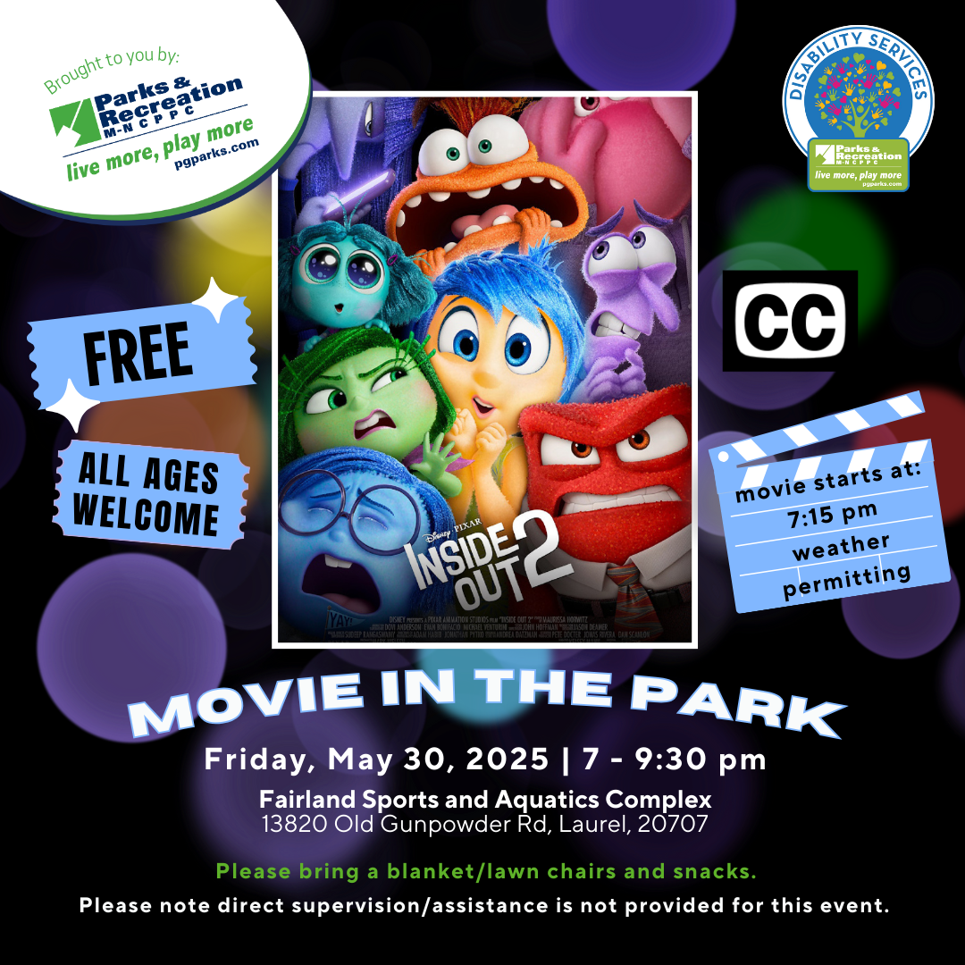web flyer for movie in the parks program